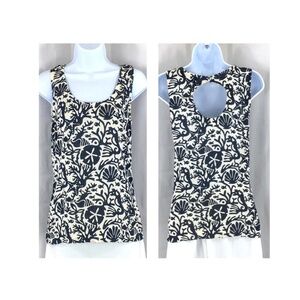 Vineyard Vines Womens Top Sleeveless Blue White Keyhole Back Silk Cotton Sz S